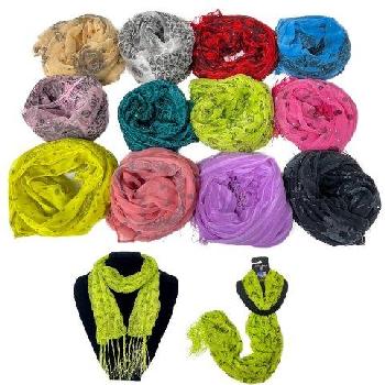 Over stock Mix & Match Sheer Scarf with Fringe